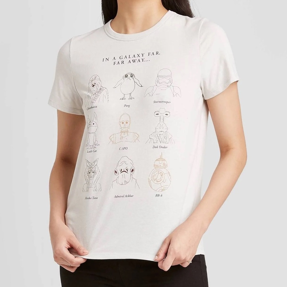 Star Wars Galaxy’s Edge Doodle Print Character Print Short Sleeve Graphic Top S